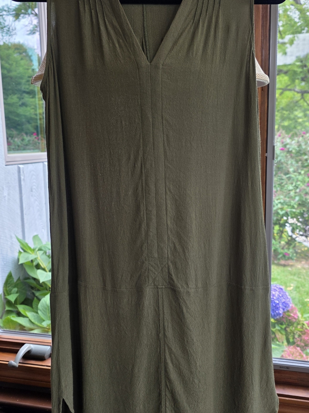 Madewell Olive Green Sleeveless High-Low V-Neck Dress Size Small